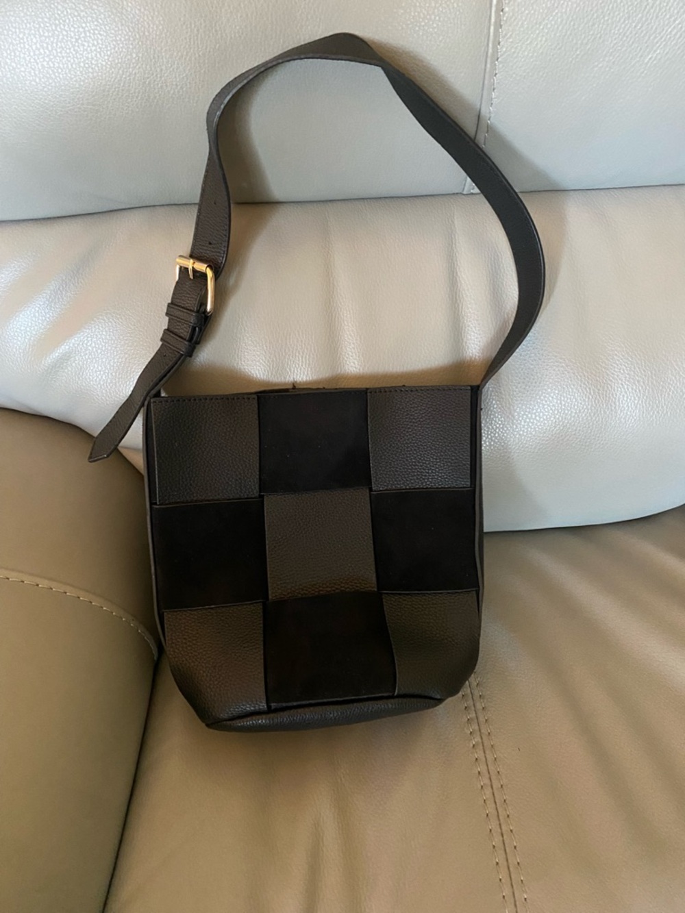 Shiraleah Black Faux Leather Tote with Gold Logo Accent